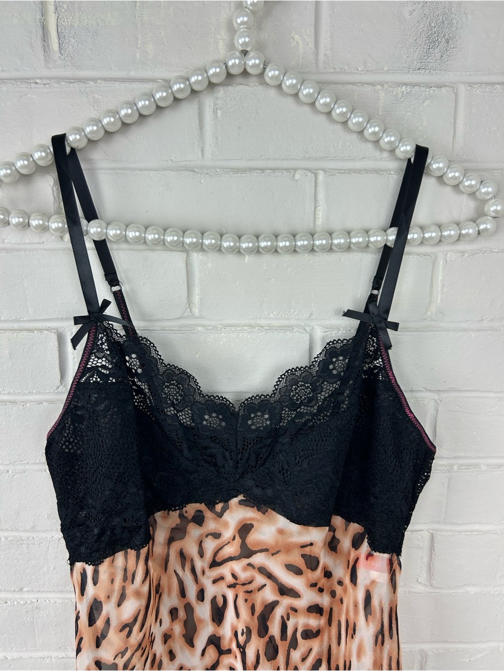 Vintage 90s Y2K Josie Natori Animal Print Slip Lingerie Dress Size M - Picture 2 of 10